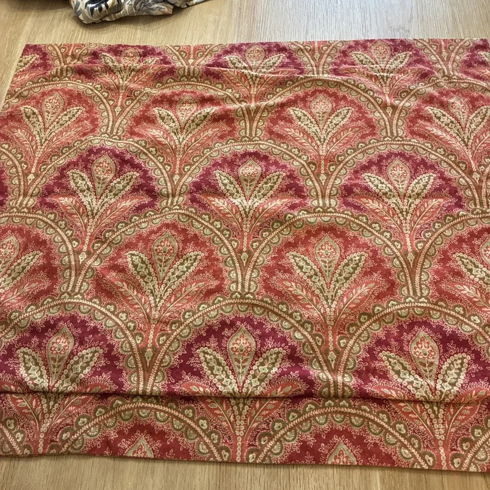 Pottery Barn Marcelle Paisley Floral Cotton linen Standard Pillow Sham Red Sage